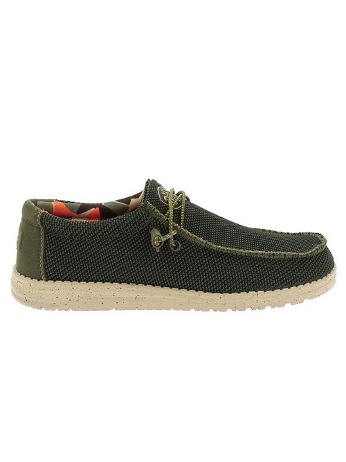 Wally Sox Stitch stringata da uomo in tessuto stretch verde scuro HEY DUDE | 40161PINE